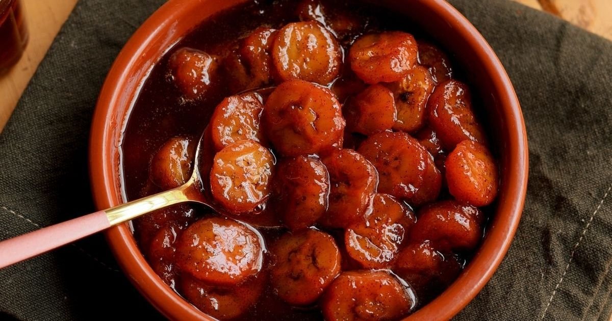 Postre cremoso de plátano