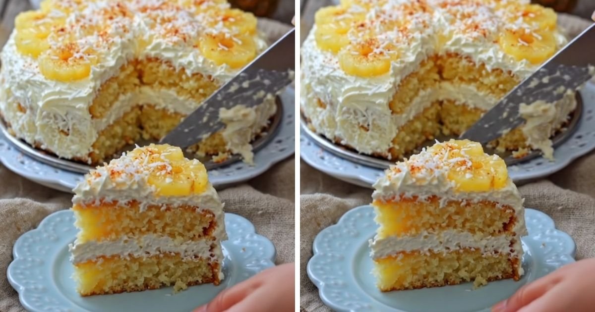 pastel de piña con crema batida